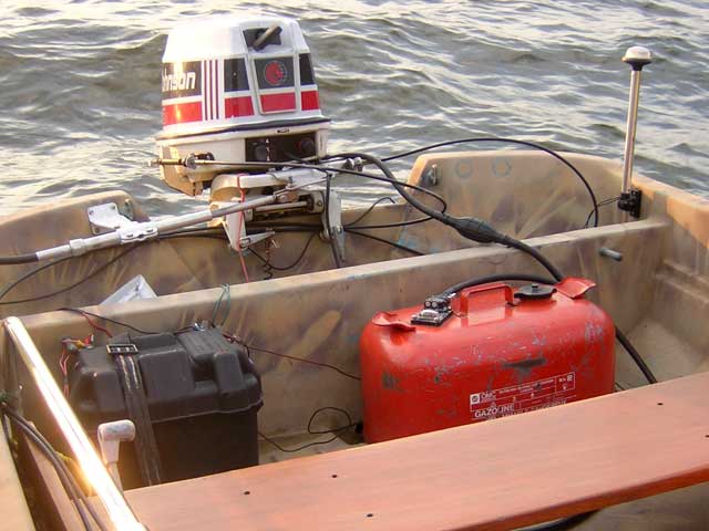 Photo: Stern of 13-foot Boston Whaler.