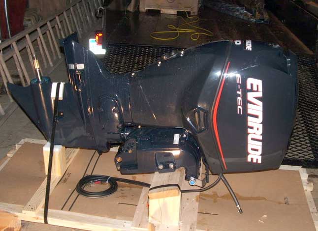 Photo: E-TEC 90-HP on shipping pallet
