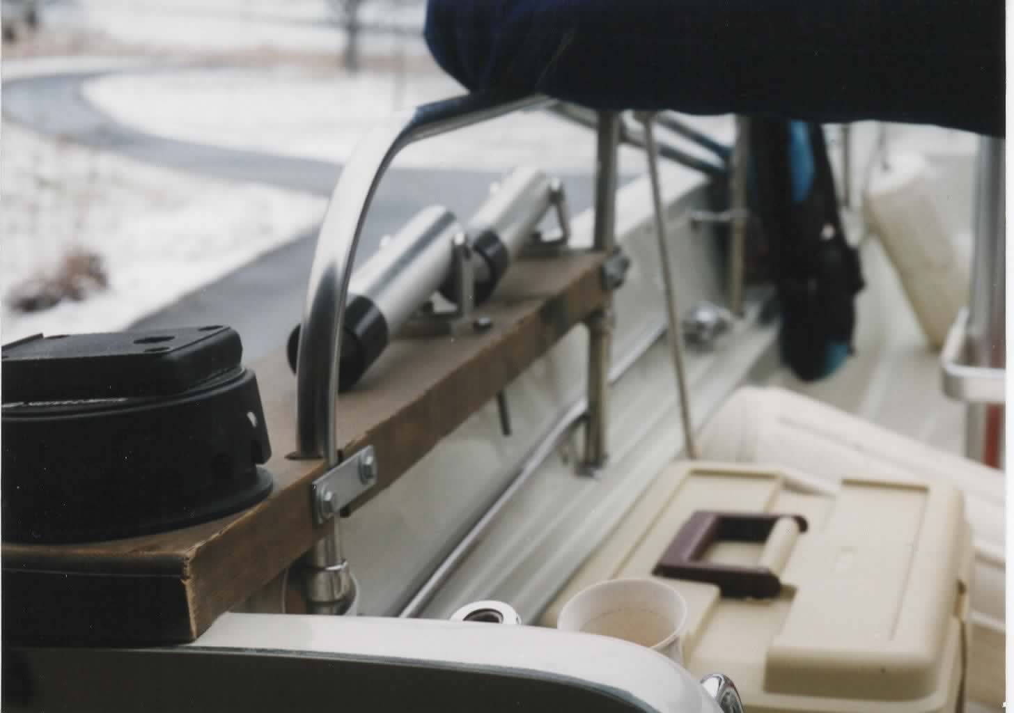 Boston Whaler MONTAUK with added gunwale boards at stern.