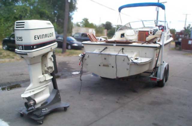 Photo: Evinrude 225-HP removed from Whaler Drive