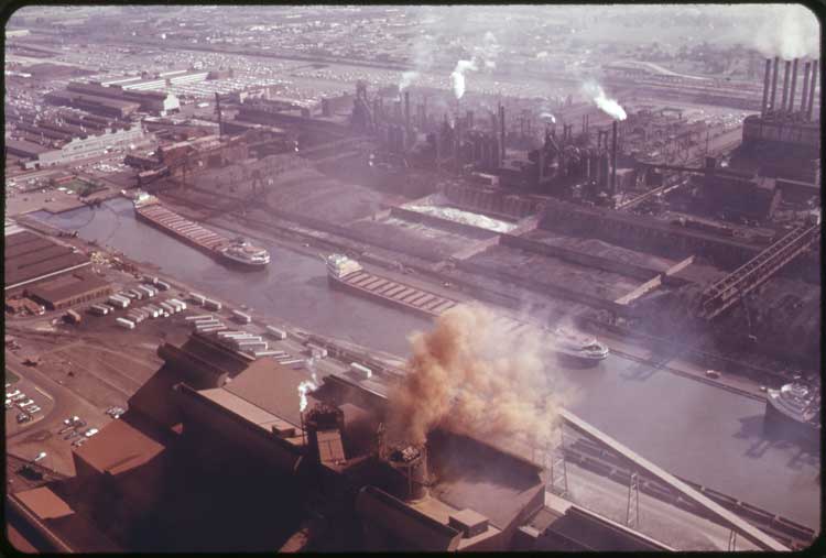 Aerial view of the Ford River Rouge Steel Dock, date unknow, suspected c.1960