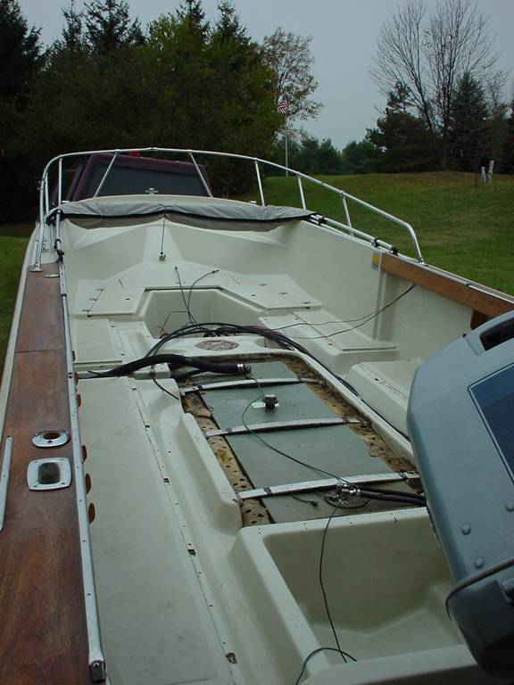 Photo: Boston Whaler 22-foot hull with deck removed to show hull and liner.