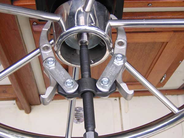 Removing boat steering wheel