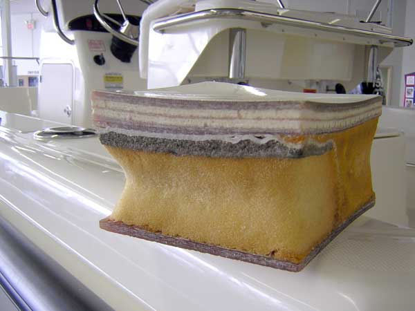 Cross Section of Boston Whaler Hull; model unknown.