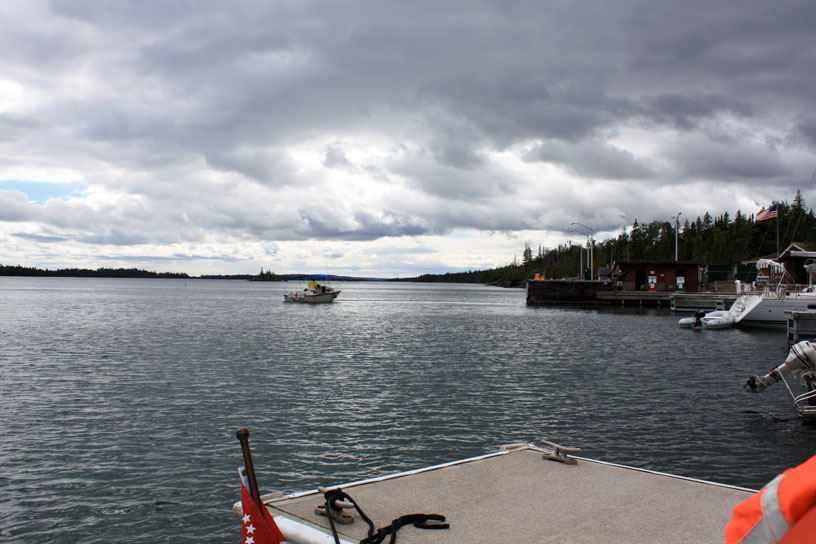 Photo: INVICTUS departing Rock Harbor, Isle Royale, Lake Superior.