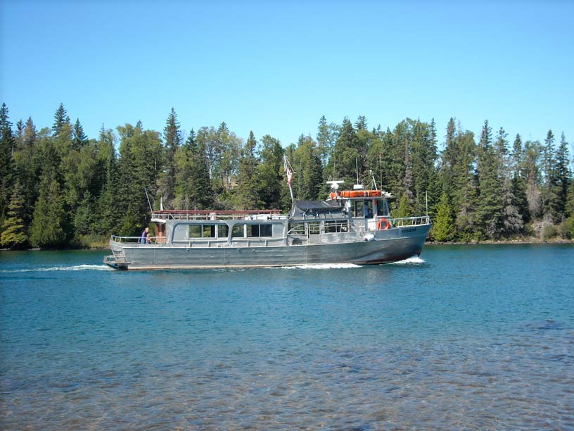 Photo: Ferry VOYAGEUR II underway at Birch Island, north shore of Isle Royale, Lake Superior.