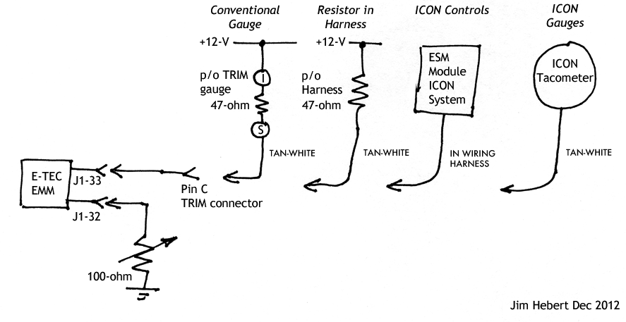 Simplified schematic of trim circuit variations