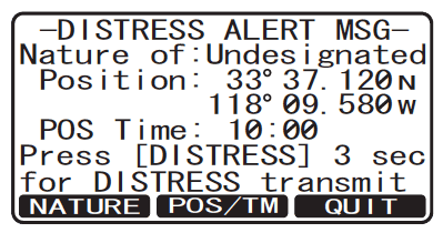 Screen: GX1700 DISTRESS ALERT MSG screen