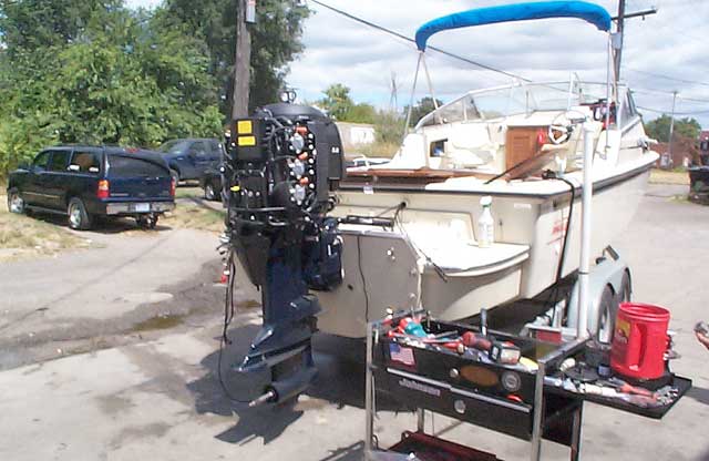 Photo: Evinrude 225-HP removed from Whaler Drive