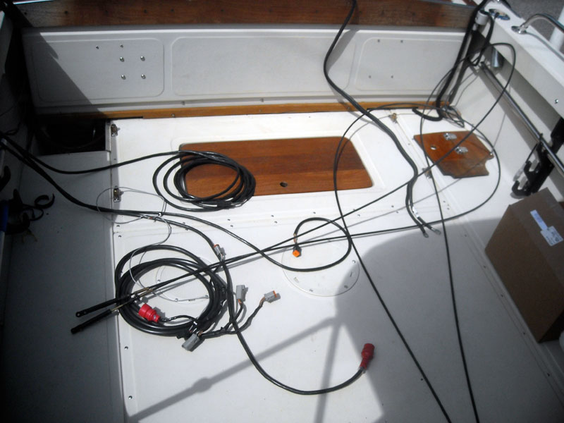 Photo: Boat cockpit filled with old cables and wiring