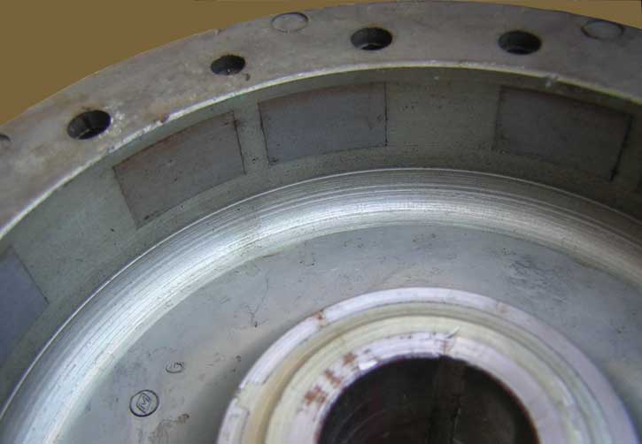 Photo: Flywheel interior showing magnets